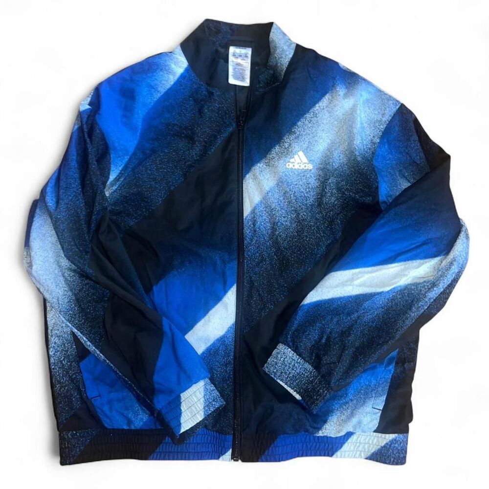 Adidas Women's Blue and Black Lightweight Windbreaker Mesh Jacket SZ L